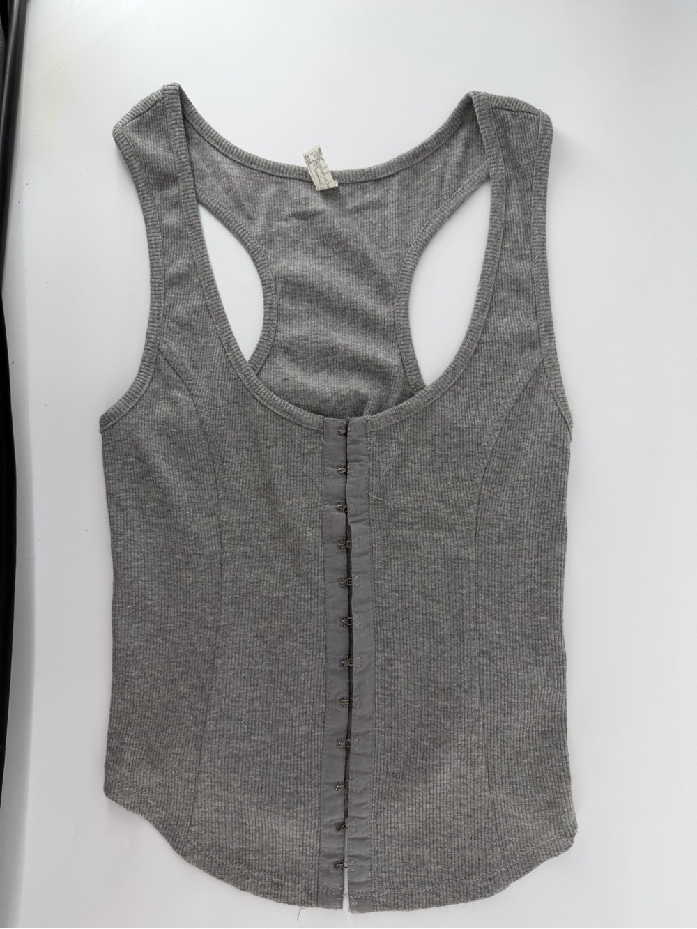 Intimately Free People Grey Ribbed Hook and Eye Corset Tank Top Size XS - Picture 1 of 5